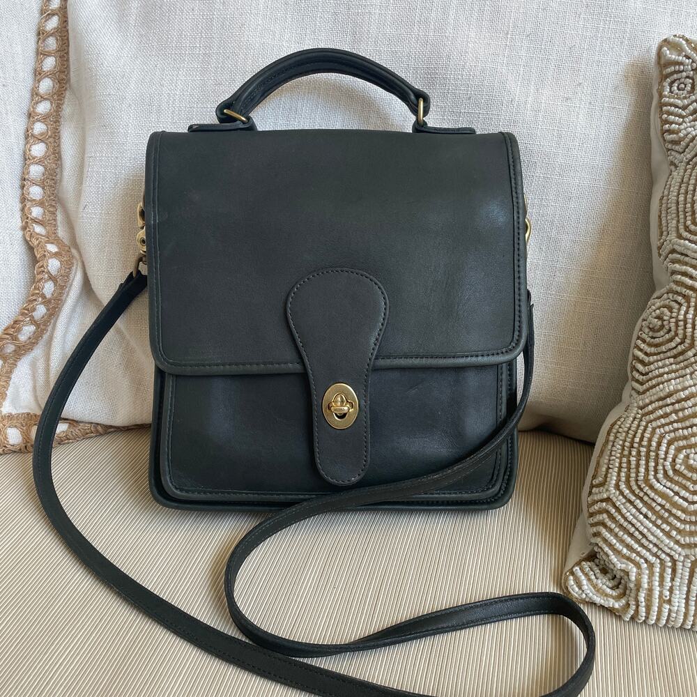 Vintage Coach Station Bag Dark Green Leather USA | Bottle, Forest Rare